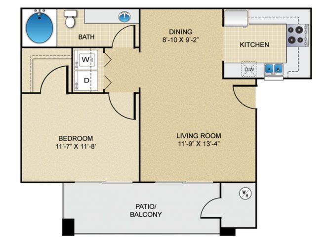 1 bedroom 1 bathroom floor plan at The Springs at Continental Ranch in Tucson, AZ